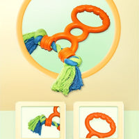HKM-5584573 Durable Rubber Interactive Dog Toy with Two Loops and Half Drawstring for Chewing and Outdoor Play