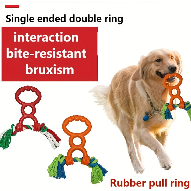 HKM-5584573 Durable Rubber Interactive Dog Toy with Two Loops and Half Drawstring for Chewing and Outdoor Play