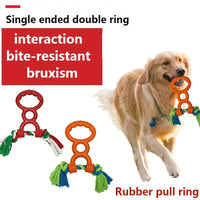 HKM-5584573 Durable Rubber Interactive Dog Toy with Two Loops and Half Drawstring for Chewing and Outdoor Play