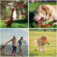 HKM-5584573 Durable Rubber Interactive Dog Toy with Two Loops and Half Drawstring for Chewing and Outdoor Play