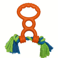 HKM-5584573 Durable Rubber Interactive Dog Toy with Two Loops and Half Drawstring for Chewing and Outdoor Play