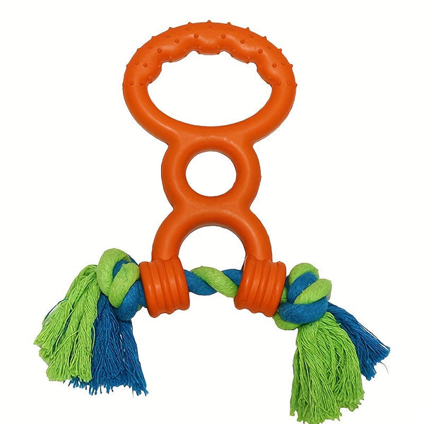 HKM-5584573 Durable Rubber Interactive Dog Toy with Two Loops and Half Drawstring for Chewing and Outdoor Play