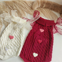 HKM-5585085 Cozy Pet Sweater in Wine Red and Off White for Winter Comfort