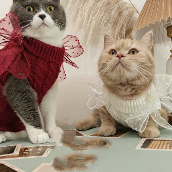 HKM-5585085 Cozy Pet Sweater in Wine Red and Off White for Winter Comfort
