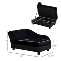 HKM-5585725 Pet Sofa Bed with Storage for Cats and Small Dogs, Cushioned Black Couch with Tufted Design