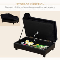 HKM-5585725 Pet Sofa Bed with Storage for Cats and Small Dogs, Cushioned Black Couch with Tufted Design