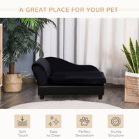 HKM-5585725 Pet Sofa Bed with Storage for Cats and Small Dogs, Cushioned Black Couch with Tufted Design