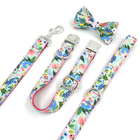 HKM-5586877 Red Midsummer Garden Dog Collar with Bow Tie and Leash Set