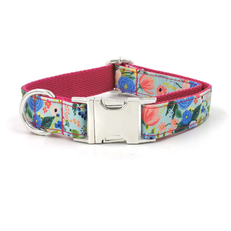 HKM-5586877 Red Midsummer Garden Dog Collar with Bow Tie and Leash Set