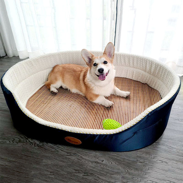 HKM-5587133 Large Navy Blue Removable and Washable Summer Dog Sofa Pet Bed for Small to Extra Large Dogs
