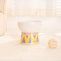 HKM-5587261 Ceramic Cat Bowl with Anti-Black Chin High Foot Design - Available in Bohemian Yellow, Ocean Heart Blue, Blue Powder Time, Retro Green