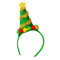 HKM-558739 Festive Handmade Cartoon Christmas Headband with Fluffy Balls and Ribbons
