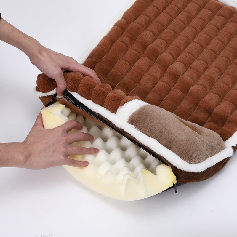 HKM-5588925 Large Grid Rabbit Fur Pet Floor Mat in Caramel, Light Green, and Lavender Purple - Multiple Sizes Available