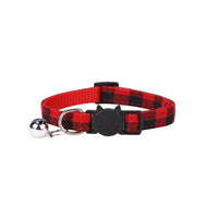 HKM-5589053 Plaid Bowknot Cat Collar with Anti-Rust Bell - Adjustable Cotton Design in Multiple Colors