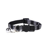 HKM-5589053 Plaid Bowknot Cat Collar with Anti-Rust Bell - Adjustable Cotton Design in Multiple Colors