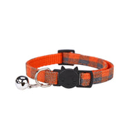 HKM-5589053 Plaid Bowknot Cat Collar with Anti-Rust Bell - Adjustable Cotton Design in Multiple Colors