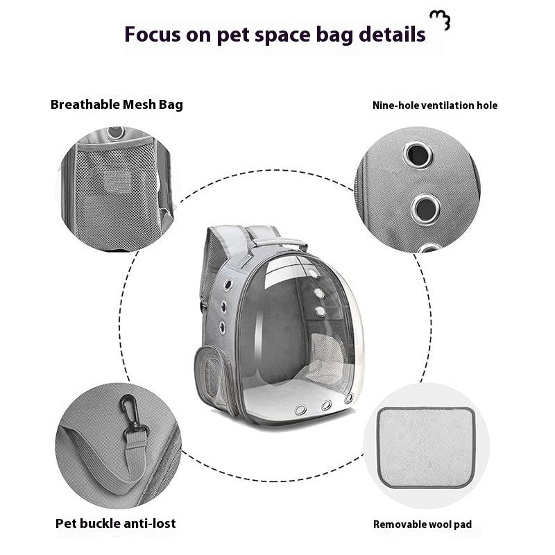 HKM-5589309 Transparent Portable Cat Backpack with Large Capacity - Stylish Solid Colors Available