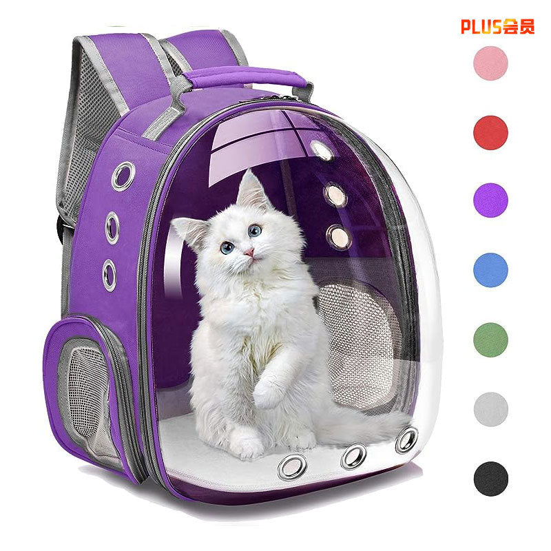HKM-5589309 Transparent Portable Cat Backpack with Large Capacity - Stylish Solid Colors Available