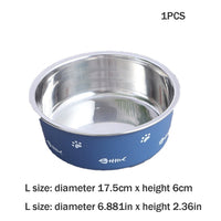 HKM-5590333 Double-Walled Stainless Steel Non-Slip Pet Bowl with Suction Base, Scandinavian Design - Multiple Sizes Available