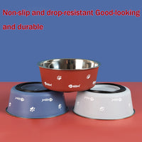 HKM-5590333 Double-Walled Stainless Steel Non-Slip Pet Bowl with Suction Base, Scandinavian Design - Multiple Sizes Available