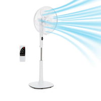 HKM-5590355 16-Inch Pedestal Fan with Remote Control, Adjustable Height, 3 Speeds, 3 Modes, Timer, Tilt Head, 60W, Black