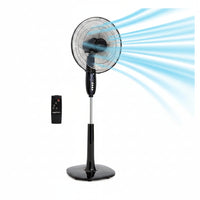HKM-5590355 16-Inch Pedestal Fan with Remote Control, Adjustable Height, 3 Speeds, 3 Modes, Timer, Tilt Head, 60W, Black