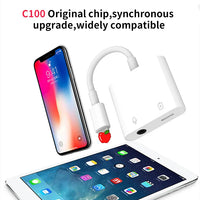 HKM-559059 2 in 1 Audio Charge Adapter for iOS Devices to 3.5mm Aux Jack Splitter, Compatible with iPhone Models 7, 8, X, 11, 12, 13, 14