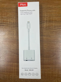 HKM-559059 2 in 1 Audio Charge Adapter for iOS Devices to 3.5mm Aux Jack Splitter, Compatible with iPhone Models 7, 8, X, 11, 12, 13, 14
