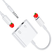 HKM-559059 2 in 1 Audio Charge Adapter for iOS Devices to 3.5mm Aux Jack Splitter, Compatible with iPhone Models 7, 8, X, 11, 12, 13, 14