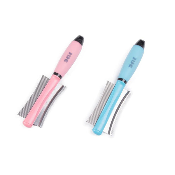 HKM-559059 Pet Comb for Dogs and Cats - Silicone Knot Removal Brush in Blue and Pink