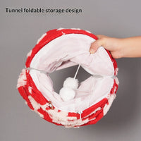 HKM-5591101 Christmas Tree Cat Tunnel Bed - Warm Flannel Pet Nest for Cats 86x26 cm