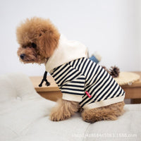 HKM-5591229 Striped Hooded Terry Cotton Pet Sweatshirt for Small Dogs and Cats