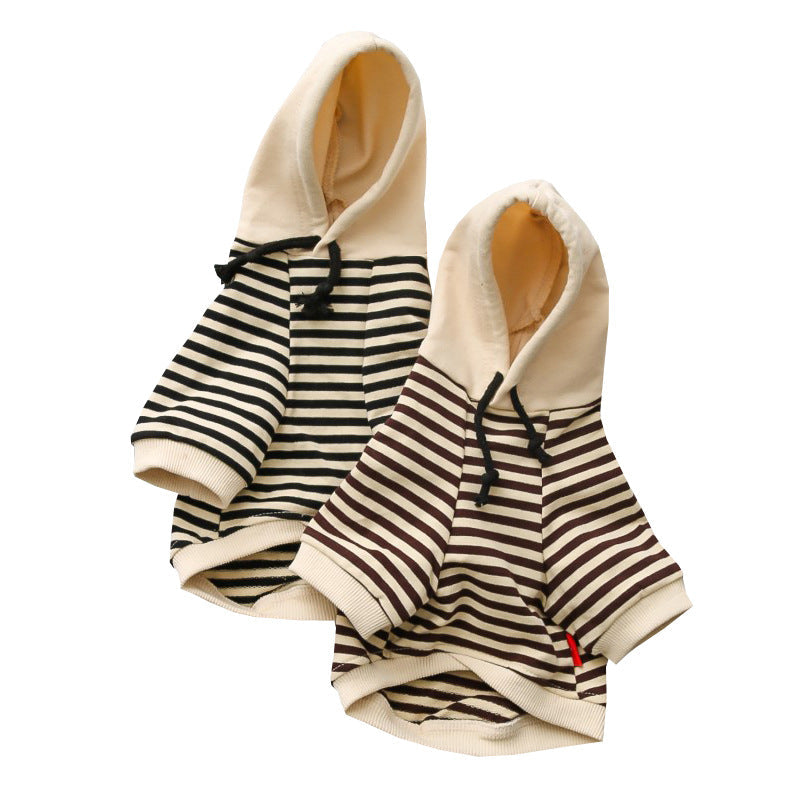 HKM-5591229 Striped Hooded Terry Cotton Pet Sweatshirt for Small Dogs and Cats