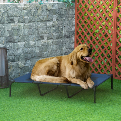 HKM-5591485 Elevated Cooling Dog Cot Bed with Breathable Mesh - Ideal for Indoor & Outdoor Use - Supports Pets Up to 110 lbs