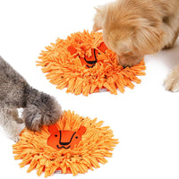 HKM-5594685 Lion Head Design Slow Feeder Training Blanket for Pets ¨C Sniffer Pad in Orange, 41x41cm