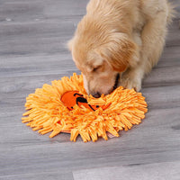 HKM-5594685 Lion Head Design Slow Feeder Training Blanket for Pets ¨C Sniffer Pad in Orange, 41x41cm