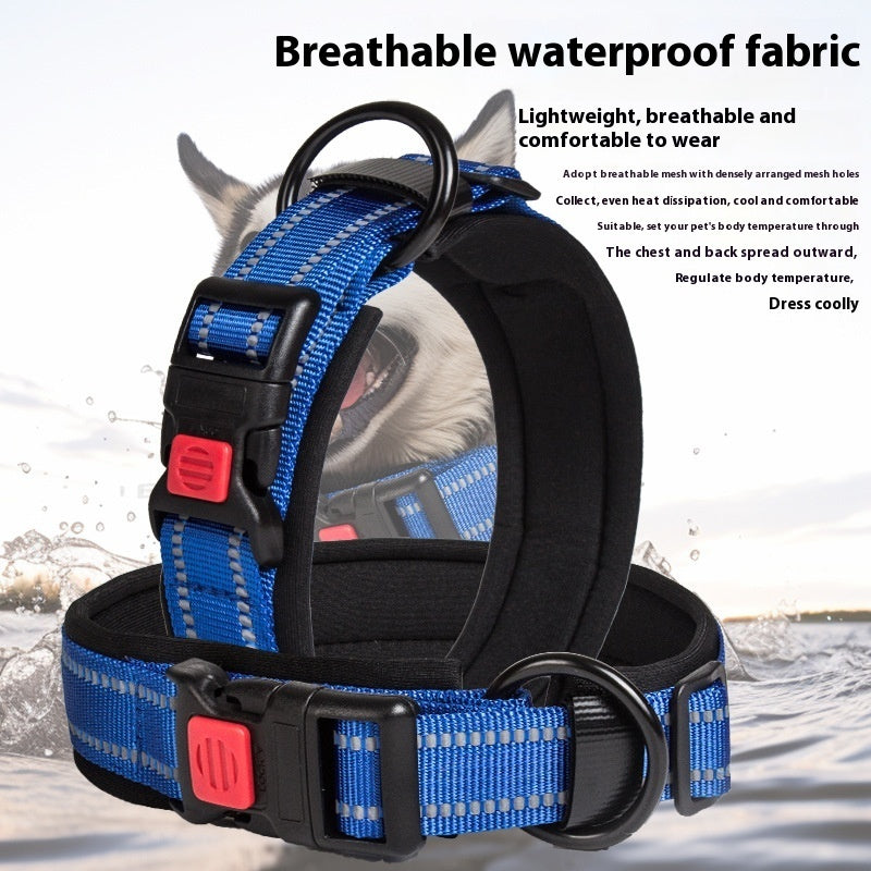 HKM-5594813 Comfortable Breathable Monochrome Dog Collar for Medium to Large Dogs