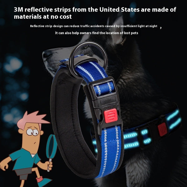 HKM-5594813 Comfortable Breathable Monochrome Dog Collar for Medium to Large Dogs