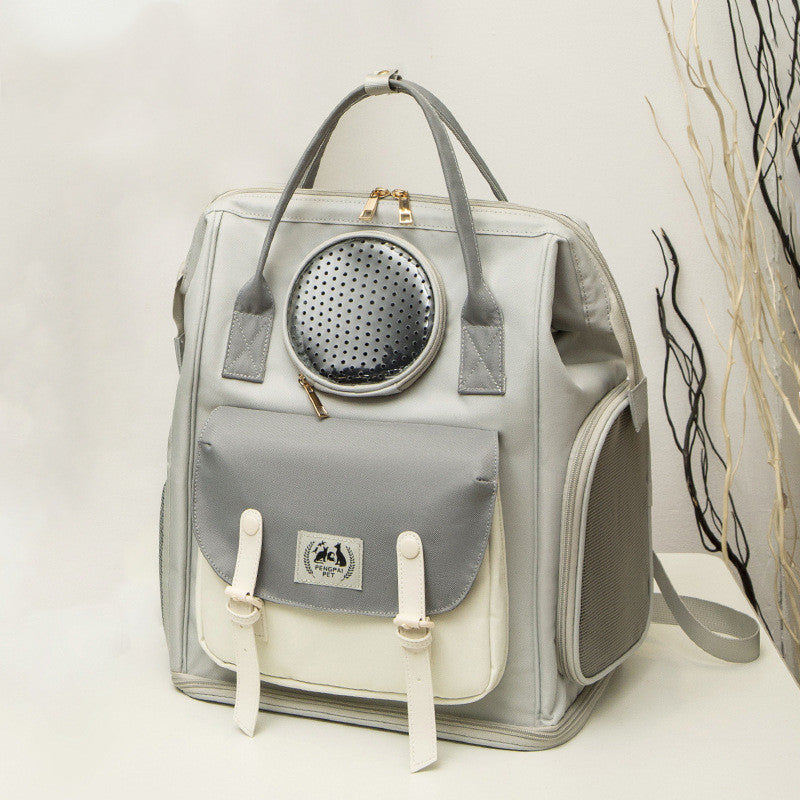 HKM-5595069 Large Capacity Breathable Cat Backpack in Gray, Light Green, and Khaki - Ideal for Pets Up to 15kg