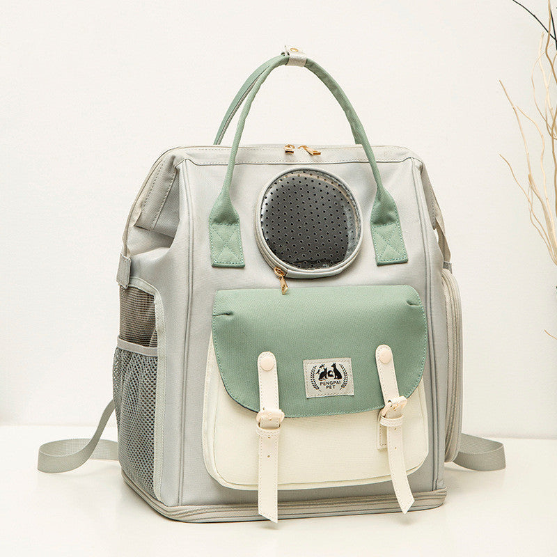 HKM-5595069 Large Capacity Breathable Cat Backpack in Gray, Light Green, and Khaki - Ideal for Pets Up to 15kg