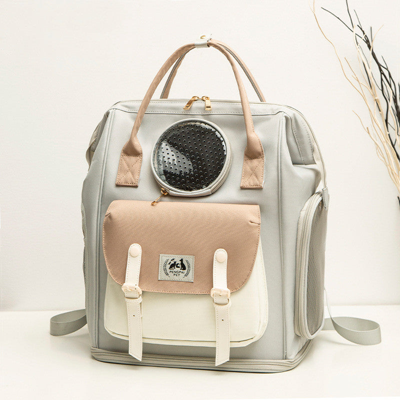 HKM-5595069 Large Capacity Breathable Cat Backpack in Gray, Light Green, and Khaki - Ideal for Pets Up to 15kg