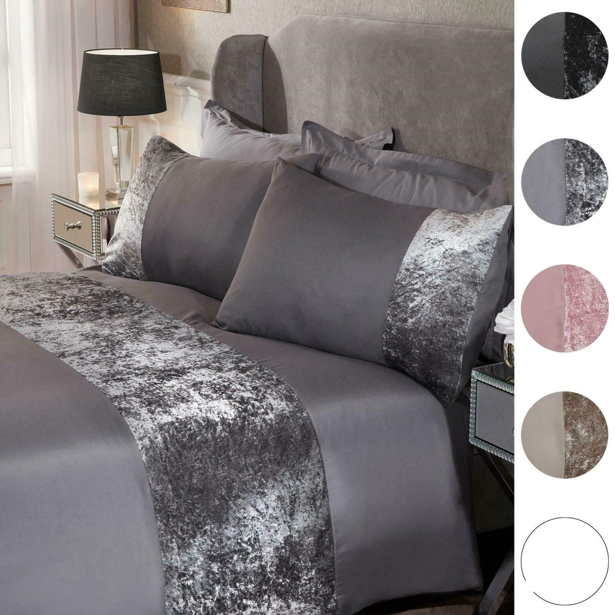 HKM-559635 Pressed Velvet Panel Duvet Cover Set in Modern Style - Multiple Sizes Available