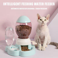 HKM-5596605 Automatic Pet Feeder and Waterer for Dogs and Cats - Prevents Tipping, No Wet Mouth