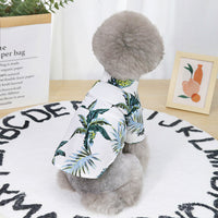 HKM-5596989 Summer Pet Shirt - Lightweight Cotton in Hawaiian Coconut Print, Available in Yellow and White, Sizes S to XXL