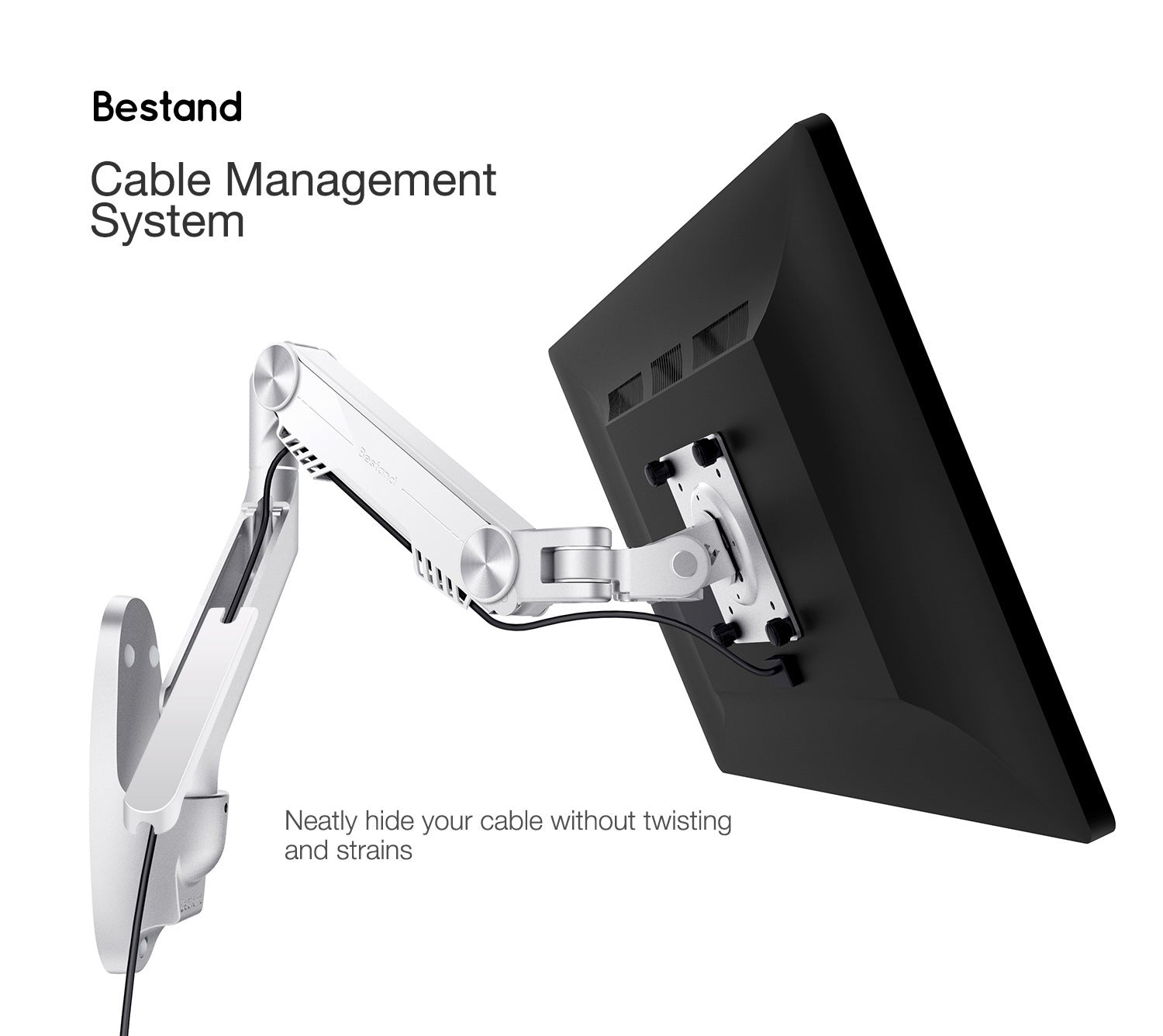 HKM-559827 Aluminum Alloy Single-Arm Monitor Wall Mount Bracket - 2.8KG, 40.5x34.5x12.7CM