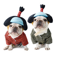 HKM-5598397 Japanese-Inspired Black and Red Kimono Costume for Dogs in Various Sizes