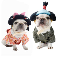 HKM-5598397 Japanese-Inspired Black and Red Kimono Costume for Dogs in Various Sizes