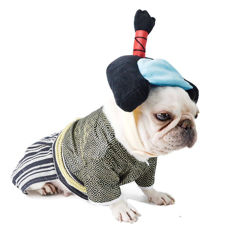 HKM-5598397 Japanese-Inspired Black and Red Kimono Costume for Dogs in Various Sizes