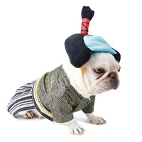 HKM-5598397 Japanese-Inspired Black and Red Kimono Costume for Dogs in Various Sizes
