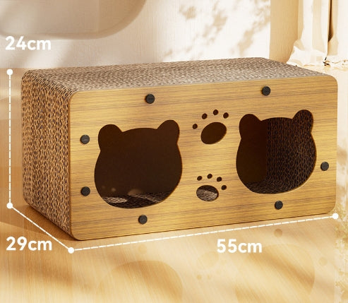 HKM-5598781 Upgraded Sisal Cat Scratch Board with Corrugated Paper Base and Integrated Cat Nest